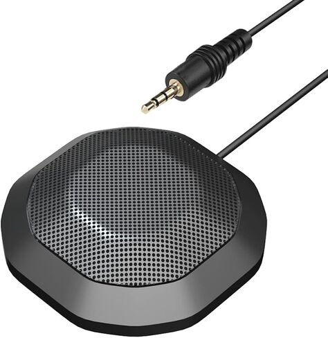 High Sensitivity Desktop Microphone 360° Omnidirectional Mic for PC, USB Plug & Play for Business Conference, Black (3.5mm Plug) in Saudi Arabia