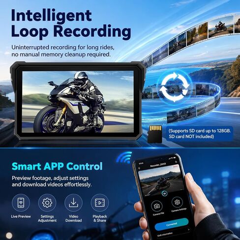 7 Inch Motorcycle Touchscreen, Wireless CarPlay & Android Auto in Saudi Arabia
