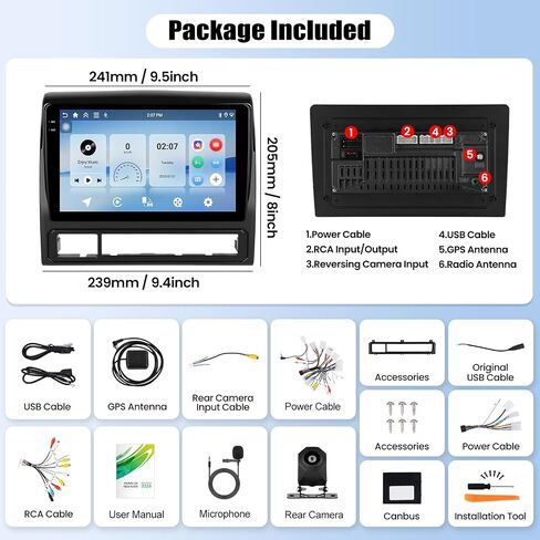 4G+128G Andriod Car Radio for Toyota Tacoma 2005-2015 with CarPlay Android Auto 9 Inch Incell Touch Screen with GPS Navigation WiFi Backup Camera Mic in Saudi Arabia