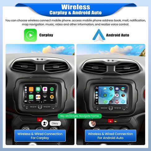 [4+128G] Android 15 Car Stereo for Jeep Renegade 2016-2021/Jeep Compass 2017-2020 with Wireless Carplay Android Auto,7 Inch Car Radio with Mirror Link/BT/FM/RDS/EQ/DSP/WiFi/GPS/SWC/Backup Camera in Saudi Arabia