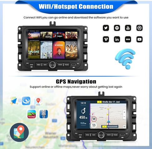 [4+128G] Android 15 Car Stereo for Jeep Renegade 2016-2021/Jeep Compass 2017-2020 with Wireless Carplay Android Auto,7 Inch Car Radio with Mirror Link/BT/FM/RDS/EQ/DSP/WiFi/GPS/SWC/Backup Camera in Saudi Arabia