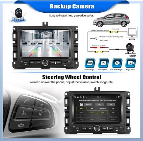 [4+128G] Android 15 Car Stereo for Jeep Renegade 2016-2021/Jeep Compass 2017-2020 with Wireless Carplay Android Auto,7 Inch Car Radio with Mirror Link/BT/FM/RDS/EQ/DSP/WiFi/GPS/SWC/Backup Camera in Saudi Arabia