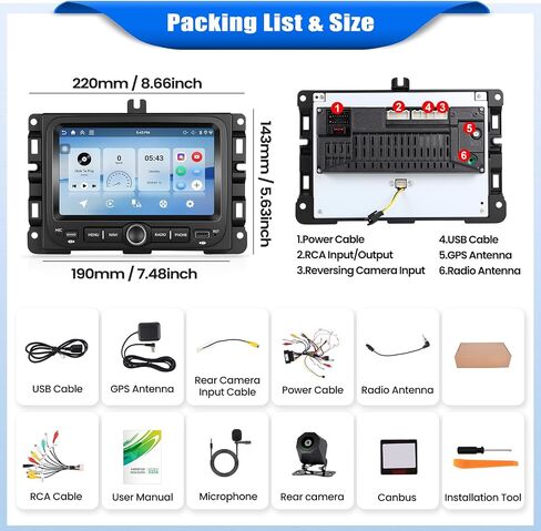 [4+128G] Android 15 Car Stereo for Jeep Renegade 2016-2021/Jeep Compass 2017-2020 with Wireless Carplay Android Auto,7 Inch Car Radio with Mirror Link/BT/FM/RDS/EQ/DSP/WiFi/GPS/SWC/Backup Camera in Saudi Arabia