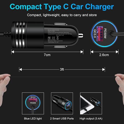 for iPhone 18 17 16 15 Car Charger Fast Charging with Build-in Type C Cable in Saudi Arabia