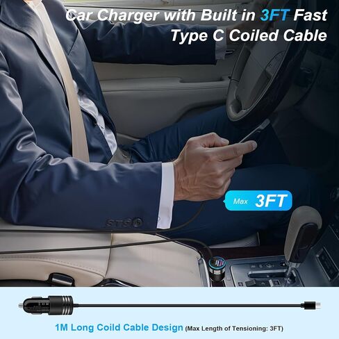 for iPhone 18 17 16 15 Car Charger Fast Charging with Build-in Type C Cable in Saudi Arabia