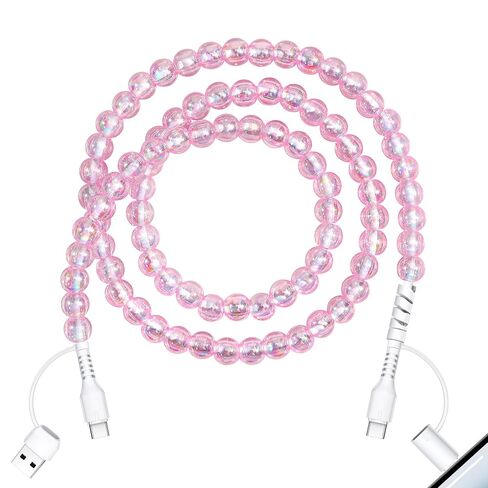 Coolden USB C Cable 5FT Multi Charging Cable Pink Beaded Phone Charger Cord in Saudi Arabia