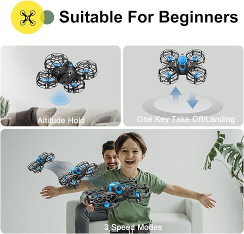 4DRC V18 Mini RC Quadcopter Drone for Kids Beginners, 2 Control Modes, LED Lights, 3D Flips, Headless Mode, 3 Speed Adjustable, Altitude Hold Auto Hover, 2 Rechargeable Batteries, Fun Flying Gift Toy for Boys in Saudi Arabia