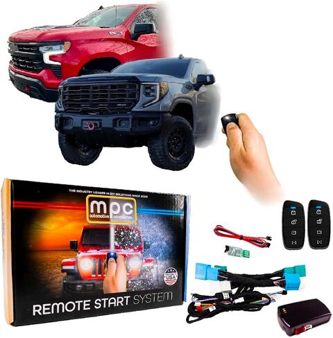 MPC Remote Start Kit for Chevy Silverado/GMC Sierra 1500/2500/3500 2015-2023 || 2-Way Long Range 3,000ft 4-Button Remotes || Plug and Play || Key to Start Only || USA Tech Support in Saudi Arabia