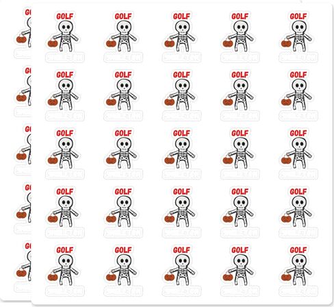 Copy of Golf Skeleton Halloween Funny 50 Pack 1 Inch Mini Vinyl Stickers in Saudi Arabia