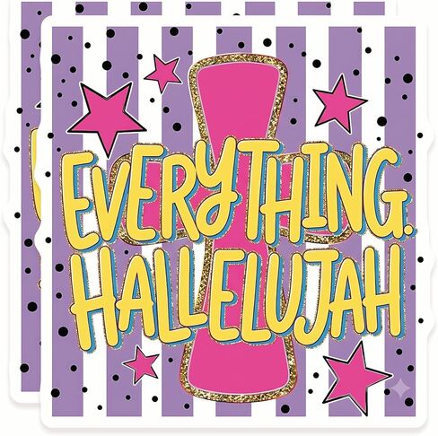 Everything Hallelujah Stickers - Christian Faith Decals - Pop Art Cross - Religious Inspiration - 2 Pack - 5 Inch Design - Smooth Surface Vinyl Stickers - Printed in the USA - IHS6549 in Saudi Arabia