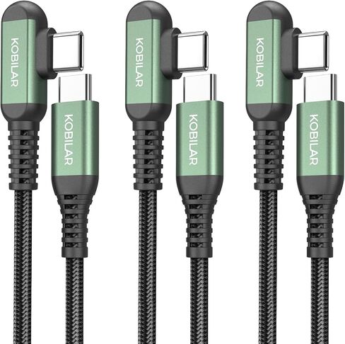USB C to USB C Cable, Type C Charger Cord Right Angle, Fast Charger USB-C 90 Degree for iPhone 17/16 Pro Max Plus, iPad Pro, Type C Cable for Samsung S25 S24 S23 (3pack-1.5+5+10ft) in Saudi Arabia