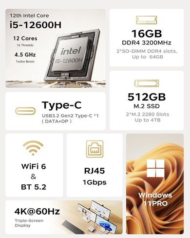 ACEMAGICIAN K1 Mini PC Intel Core i5-12600H 16GB DDR4 512GB SSD in Saudi Arabia