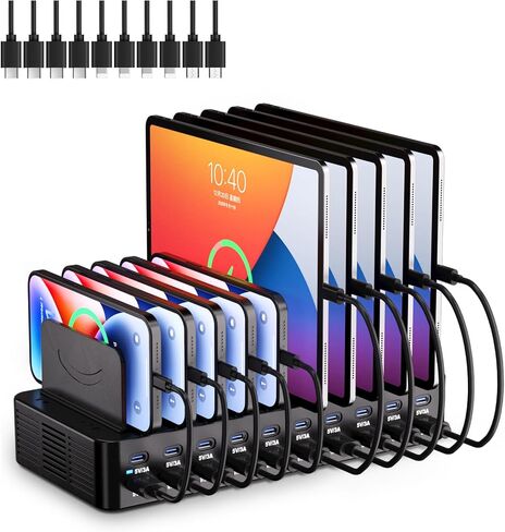 20-Port 270W Charging Station for Multiple Devices with 10 Charging Cables in Saudi Arabia