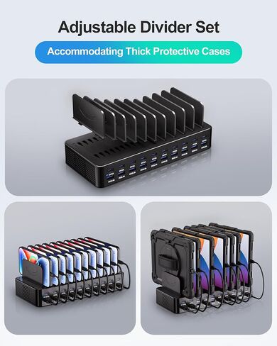 20-Port 270W Charging Station for Multiple Devices with 10 Charging Cables in Saudi Arabia