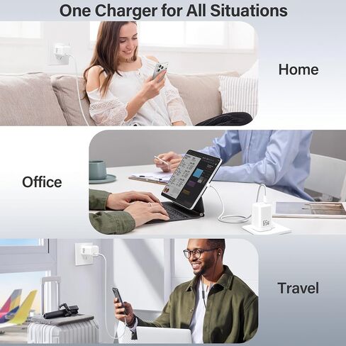YISH 65W USB C Charger with 3.3FT USBC Charging Cable White in Saudi Arabia