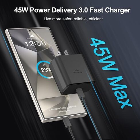 Dzytnsy 45W Super Fast Charger USB C Android Phone Type C Charger for Samsung Galaxy S26/S26 Ultra/S26+/S25 Ultra/S25/S24 Ultra/S24/S23 Ultra/S22/S21/S20/Note 10,10FT in Saudi Arabia