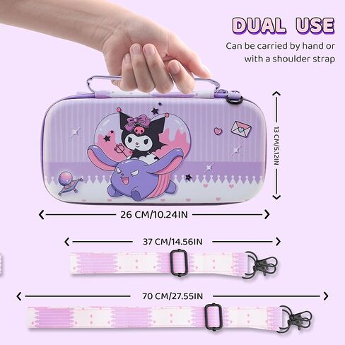 HYPERCASE Cute Switch OLED Carrying Bag Purple Bunny for Console&Accessories, with Switch OLED Dockable Cover PC Hardshell, Screen Protector, Shoulder Strap & 2 Kawaii Thumb Caps in Saudi Arabia