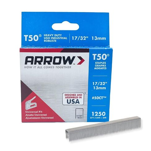 Arrow 506 T50 Heavy Duty Staples, 3/8-Inch Leg Length, 3/8-Inch Crown Width Staples for Upholstery, Construction, Furniture, Crafts, 1250-Pack in Saudi Arabia