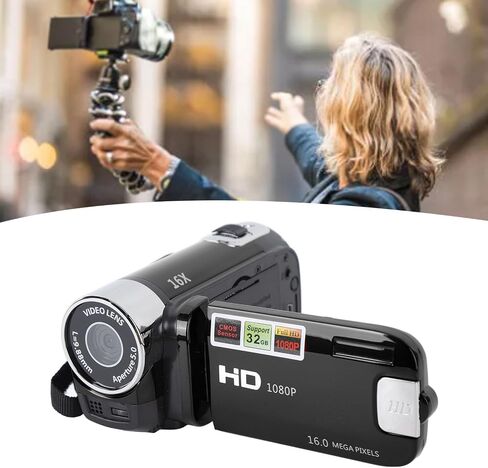 4K Video Camera, 48MP, 16x Digital Zoom, Rotatable Screen (Black) in Saudi Arabia