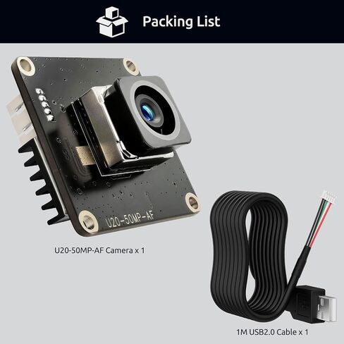 50MP 8192x6144 USB2.0 UVC Camera, Auto-Focus USB Camera 1/1.56 inch IMX766 HDR Sensor 32x32mm Size, Plug & Play for PC/Raspberry Pi/Jetson Nano/SBCs, Support Windows/Linux/Android/MacOS in Saudi Arabia