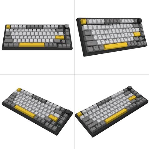 AK820 Pro 75% Gasket RGB Wireless Mechanical Keyboard with TFT Screen, Volume knob, Bluetooth/2.4G/Wired 3-Modes, Compact 82 Hot-Swap Keys, Tricolor PBT Keycap, 4000 mAh (Gray&Yellow 3-Modes) in Saudi Arabia