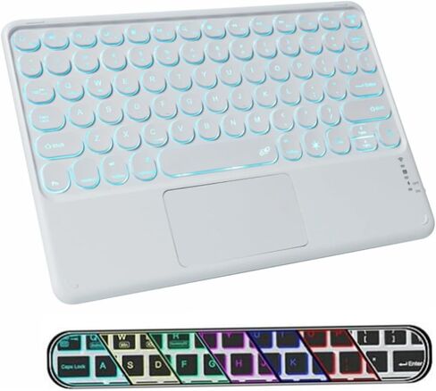Bluetooth Keyboard with Touchpad, 10 inch Ultra Silm 7 Colors RGB Backlit Wireless Keyboard Universal Rechargeable Portable Keypad with Trackpad for iPad iOS Android Windows Laptops PC(Black) in Saudi Arabia