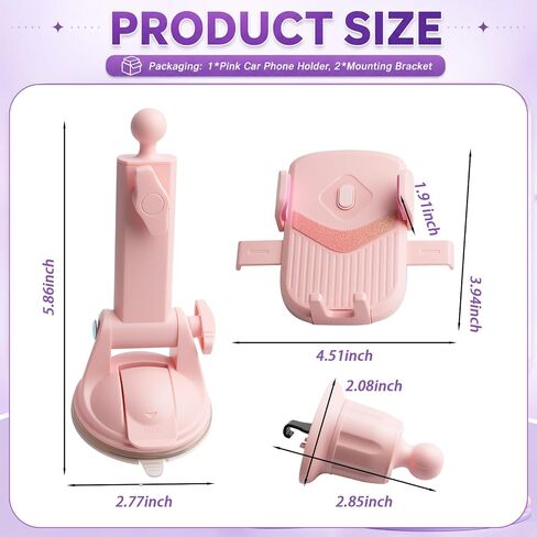 Pink Phone Holder for Car,2 in 1 Pink Car Phone Holder for 7-11" Width in Saudi Arabia
