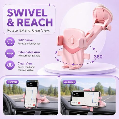 Pink Phone Holder for Car,2 in 1 Pink Car Phone Holder for 7-11" Width in Saudi Arabia