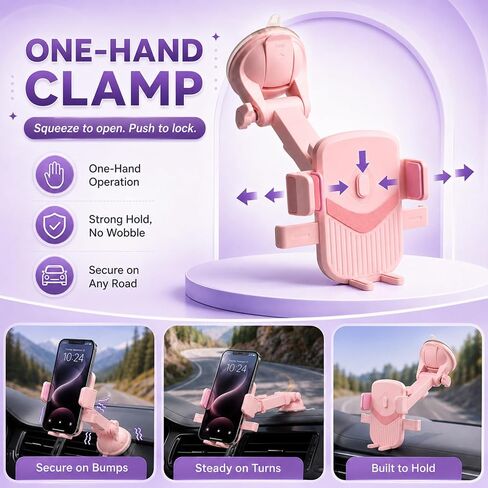 Pink Phone Holder for Car,2 in 1 Pink Car Phone Holder for 7-11" Width in Saudi Arabia