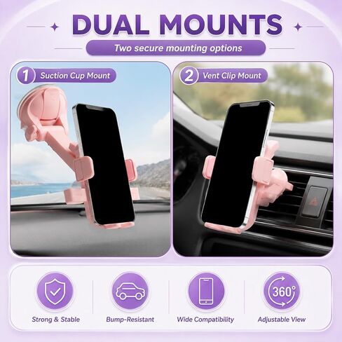 Pink Phone Holder for Car,2 in 1 Pink Car Phone Holder for 7-11" Width in Saudi Arabia