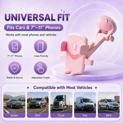 Pink Phone Holder for Car,2 in 1 Pink Car Phone Holder for 7-11" Width in Saudi Arabia