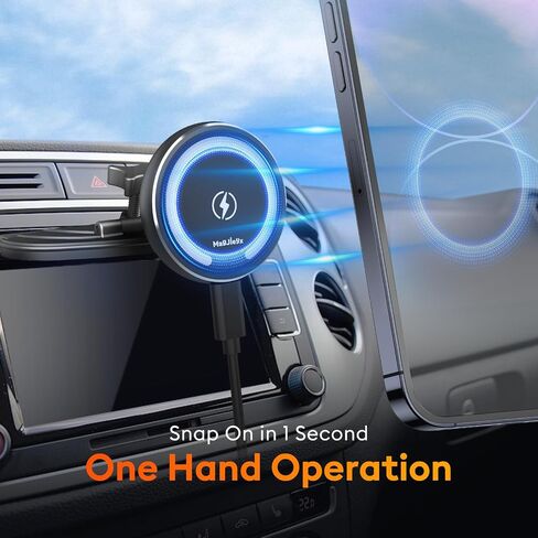 MAGJIEYX CD Slot Magnetic Wireless Car Mount Charger for iPhone 17 16-12, 3X Stable on Bumpy Roads, 99% Car/Truck-Approved, Charging Holder with 3M Dash Sticker, No Air Vent Block in Saudi Arabia