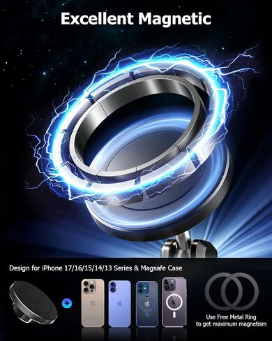 CD Slot Phone Holder for Car Magnetic [Driver and Passengers can Use] Magnet Car Phone Mount CD Player with Adjustable Aluminum Arm for All iPhones & Android Cell Phones in Saudi Arabia
