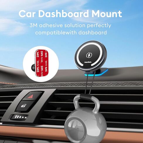 MAGJIEYX CD Slot Magnetic Wireless Car Mount Charger for iPhone 17 16-12, 3X Stable on Bumpy Roads, 99% Car/Truck-Approved, Charging Holder with 3M Dash Sticker, No Air Vent Block in Saudi Arabia