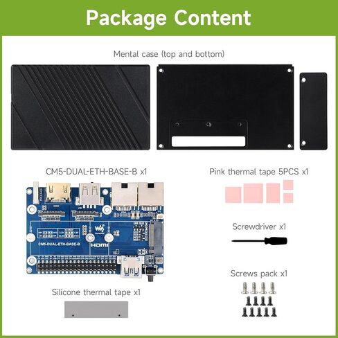 Waveshare Gigabit / 2.5G Dual Ethernet Mini-Computer (B), Compatible with Pi CM5, Dual RJ45 Ethernet Ports, Supports 4K Display Output and Dual MIPI Interfaces, Onboard 40Pin GPIO Header in Saudi Arabia
