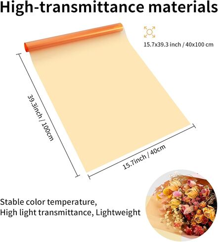 Meking 15.7 x 39 in Light Filters Film, Lighting Gel Filter Orange 1/4 CTO in Saudi Arabia