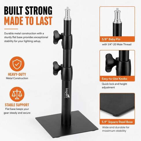 Impact Tabletop Light Stand with Flat Base, 10.7-23.5 in, 10 lb Capacity in Kuwait