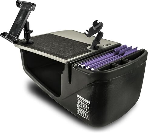 مكتب السيارة GripMaster ذو الكفاءة من AutoExec لمحطة عمل سيارتك ومكتبك المحمول، رمادي مع عاكس طاقة 400 واط، حامل للهاتف وحامل للكمبيوتر اللوحي in Kuwait