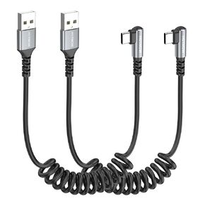 Coiled USB C Cable 2FT 2Pack, Short Right Angle USB A to USB C Cable in Saudi Arabia