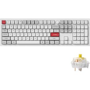 Keychron Q6 Pro لوحة مفاتيح ميكانيكية مخصصة كاملة الحجم تعمل بالبلوتوث، مقبض معدني كامل QMK/VIA قابل للبرمجة KSA مزدوج اللقطة PBT Keycaps مفتاح موزة قابل للتبديل السريع، Mac Windows Linux-White in Kuwait