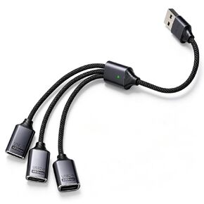 USB 2.0 Adapter USB Y Splitter 1 in 3 Out, 0.8Ft Male to 3 Female Extension Hub Cable for Car/PC/Laptop/Keyboard/Smartphone/Flash Drive Data Transmission (Black) in Saudi Arabia