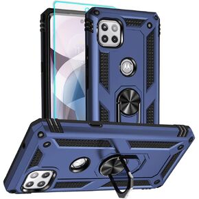 for Motorola One 5G Ace Phone Case, Moto One 5G Ace Case with HD Screen Protector, [Military Grade 16ft. Drop Tested] Ring Shockproof Protective Phone Case for Motorola One 5G UW Ace,Blue in Saudi Arabia