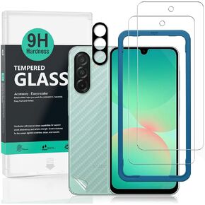 Ibywind Screen Protector For Samsung Galaxy A26 5G 6.64"(2 Pack),9H Hardness Tempered Glass,With 1Pc Camera Lens Protector,1Pc Back Carbon Fiber Film,Easy to Install in Saudi Arabia