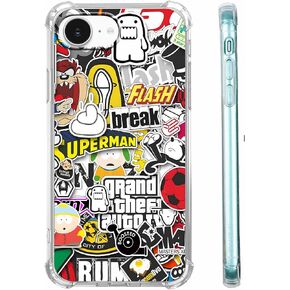 Case for iPhone 16e and iPhone 17e with Pop Culture Design,Aesthetic Cartoon Sticker Bomb Art Collage,Clear Slim Soft TPU Bumper Phone Cover,6.1"(Pop,16e) in Saudi Arabia