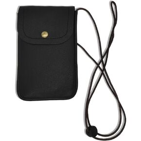 Cell Phone Pouch for Around the Neck Black PU Leather Necklace Holder with Adjustable Lanyard Flip Case and Carrier for Small Travel Purse and Credit Card Holder Hands-Free Mobile Bag in Saudi Arabia