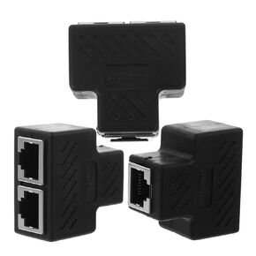 3 Pack Rj45 Ethernet Splitter Cable Connector, Plug and Play Black Plastic in Saudi Arabia