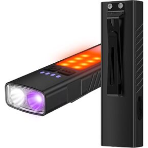 2pack Rechargeable EDC Flat Flashlight with COB Lights, UV Blacklight, Red, Super Bright LED Combo 3in1 Portable Pocket lights, Pocket Mini Magnetic EDC Flashlight with Clip for Working, Repairing in Kuwait