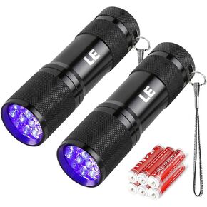 Lepro 365nm UV Flashlight, Small Portable Black Light Detector for Invisible Ink Pens, Dog Cat Pet Urine Stain, AAA Batteries Included in Kuwait