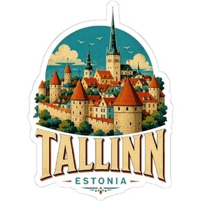 Vintage Tallinn Estonia Sticker Travel Souvenir Old Town City Decal Gift in Saudi Arabia