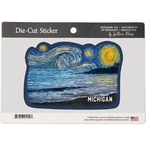 Lantern Press Large Sticker Michigan, Starry Night, Coastline in Saudi Arabia
